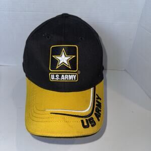 US Army Strong Star Go Army Baseball Cap Hat Black Yellow! USA.